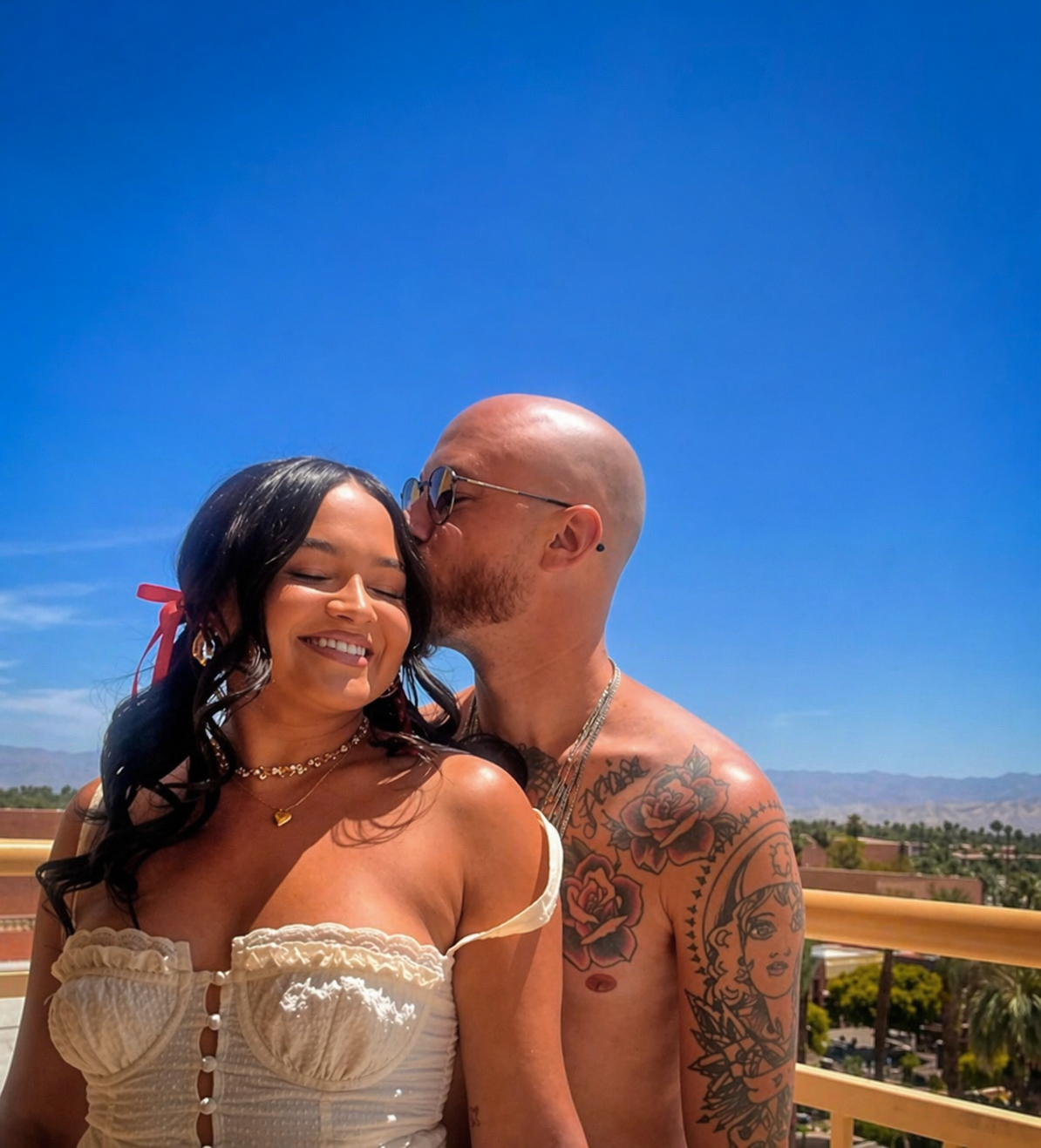 Joshua and Kameesha together in the sunshine
